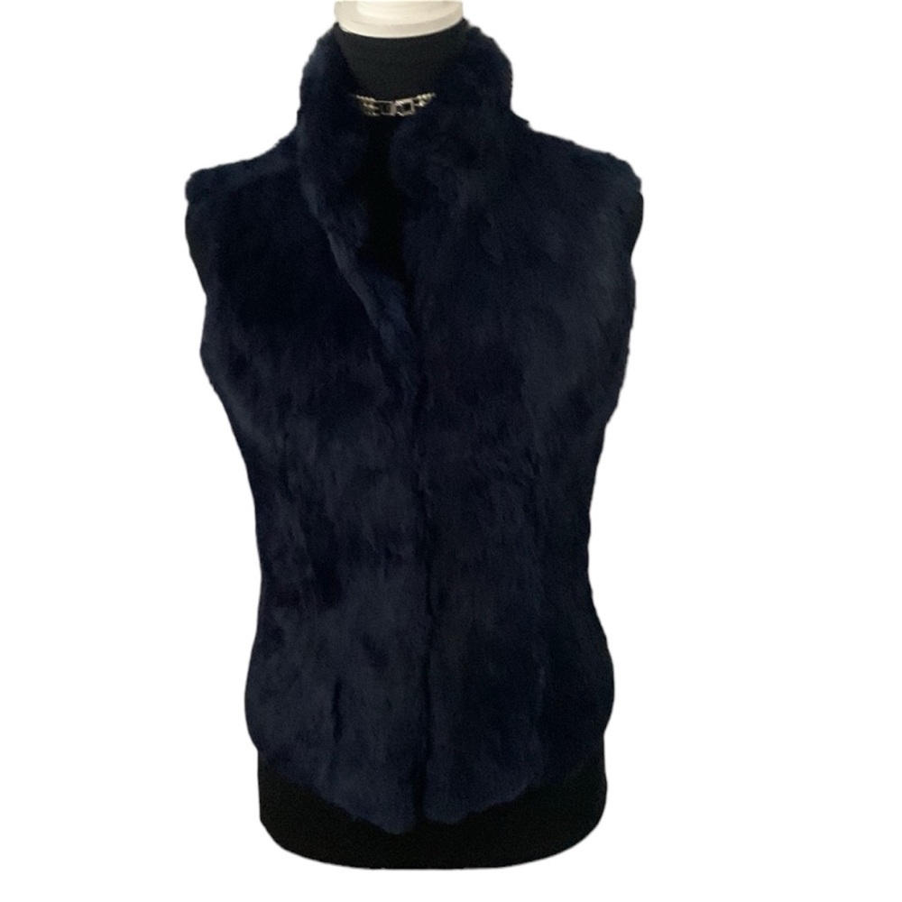 Dyed blue rabbit vest